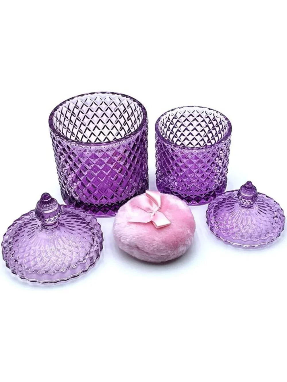 Colorful Decorative Glass Jar with Lid, Large Crystal Candy Dish & Cookie